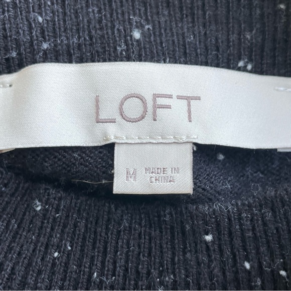 LOFT White Speckled Black High Collar Sweater Dress Size Medium - Picture 7 of 9